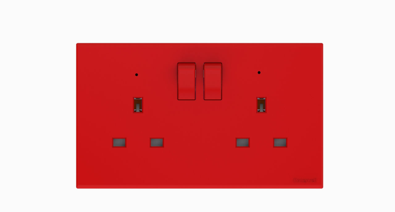 13A 2G DP SWITCH SOCKET + NEON - RED