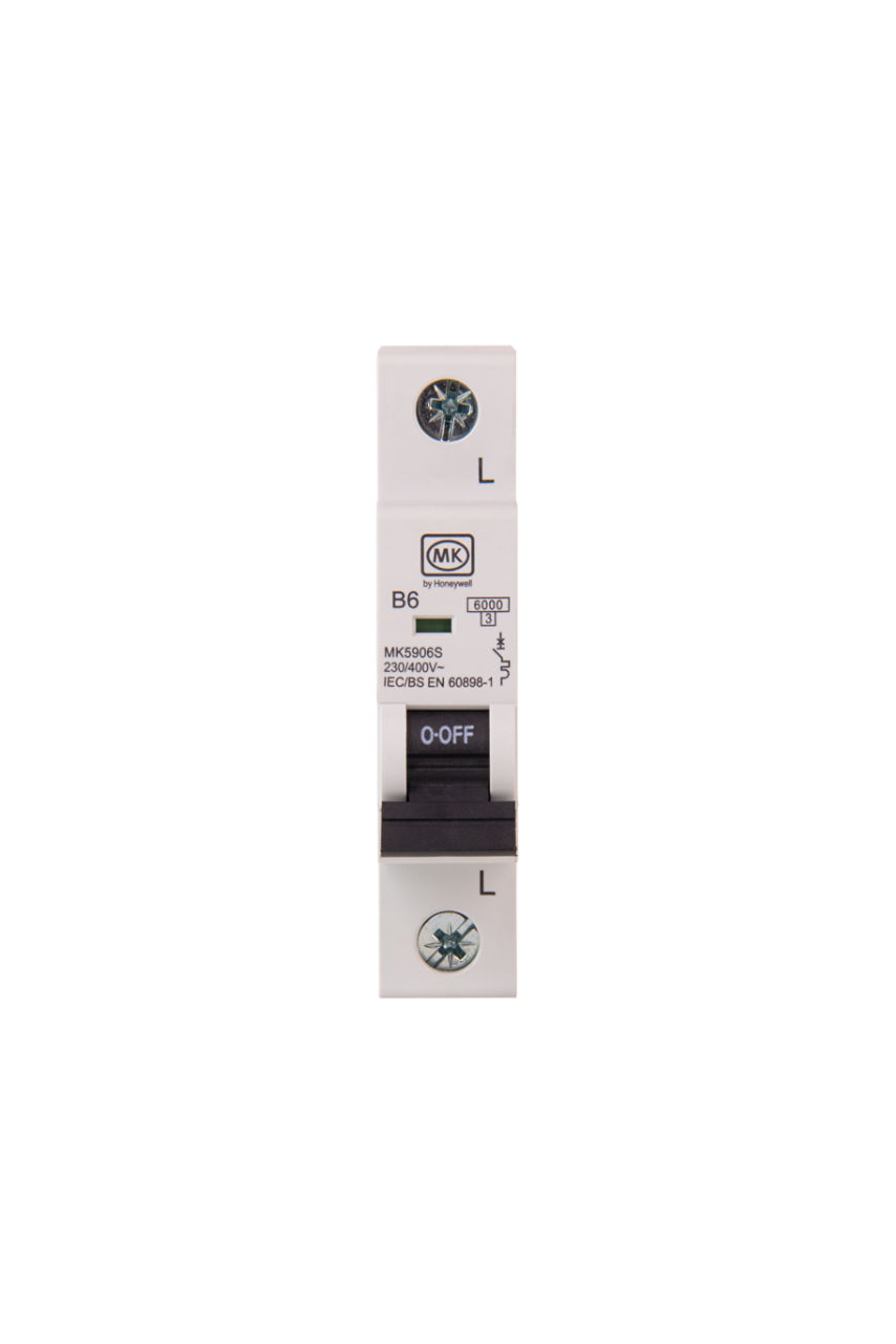 MK5906S MCB 6A 230V SINGLE POLE B CURVE, front