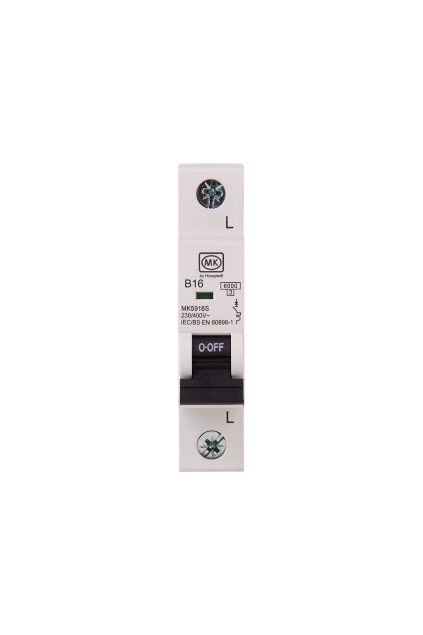 MK5916S MCB 16A 230V SINGLE POLE B CURVE, front
