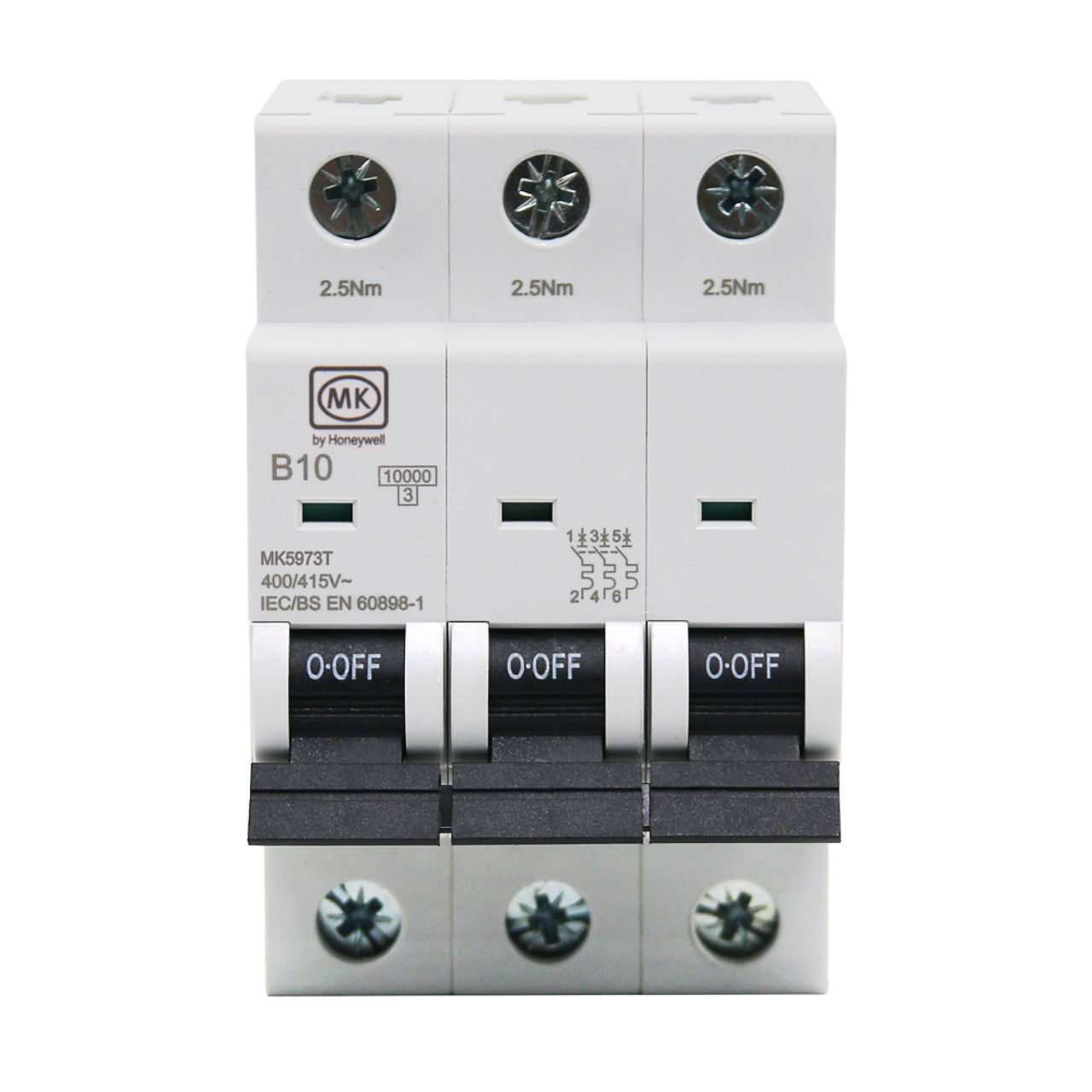 MK5973T MCB 10A  3 POLE B CURVE 10KA, front
