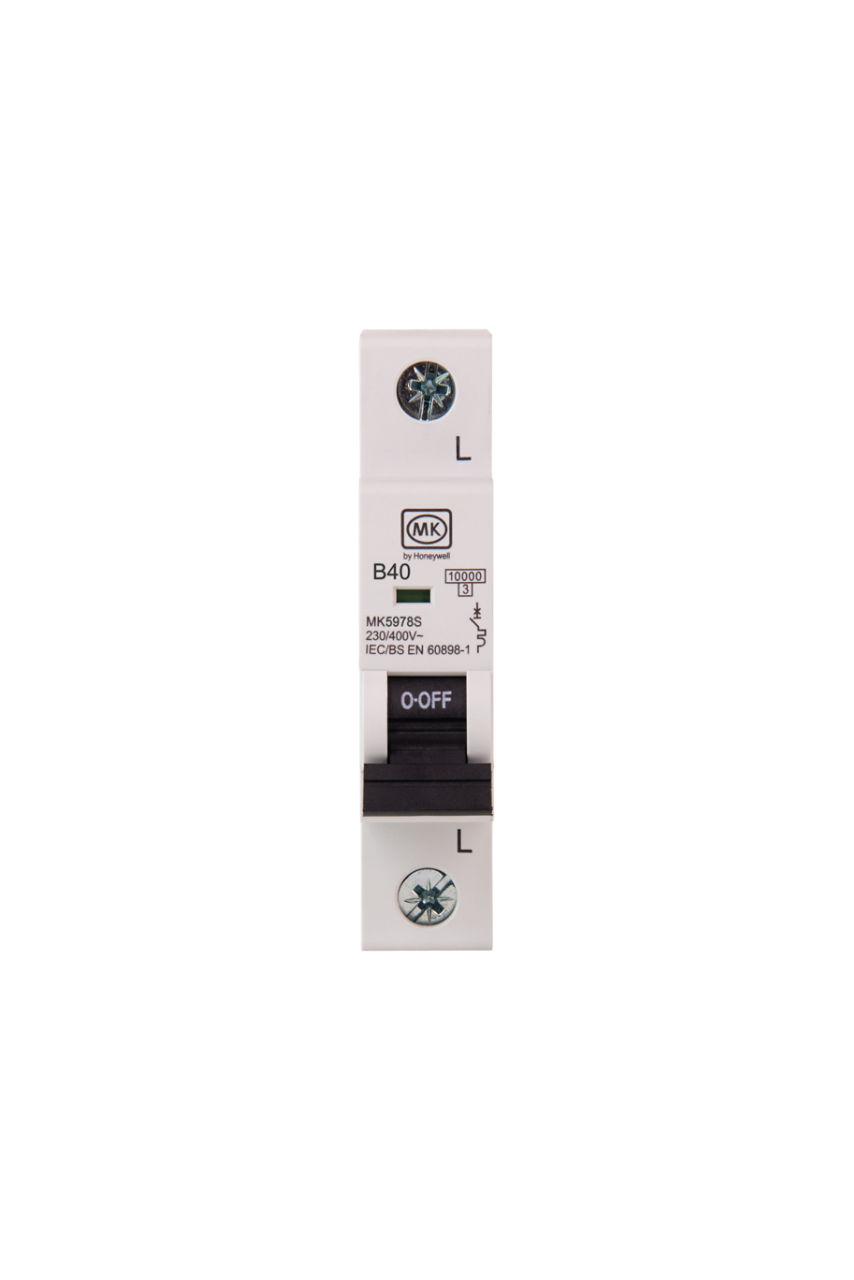 MK5978S MCB 40A  SINGLE POLE B CURVE 10KA, front