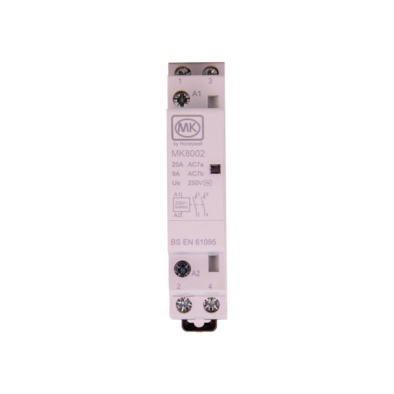 MK8002 CONTACTOR N/O 25A 230/415V 2 MOD 2 POLE, front