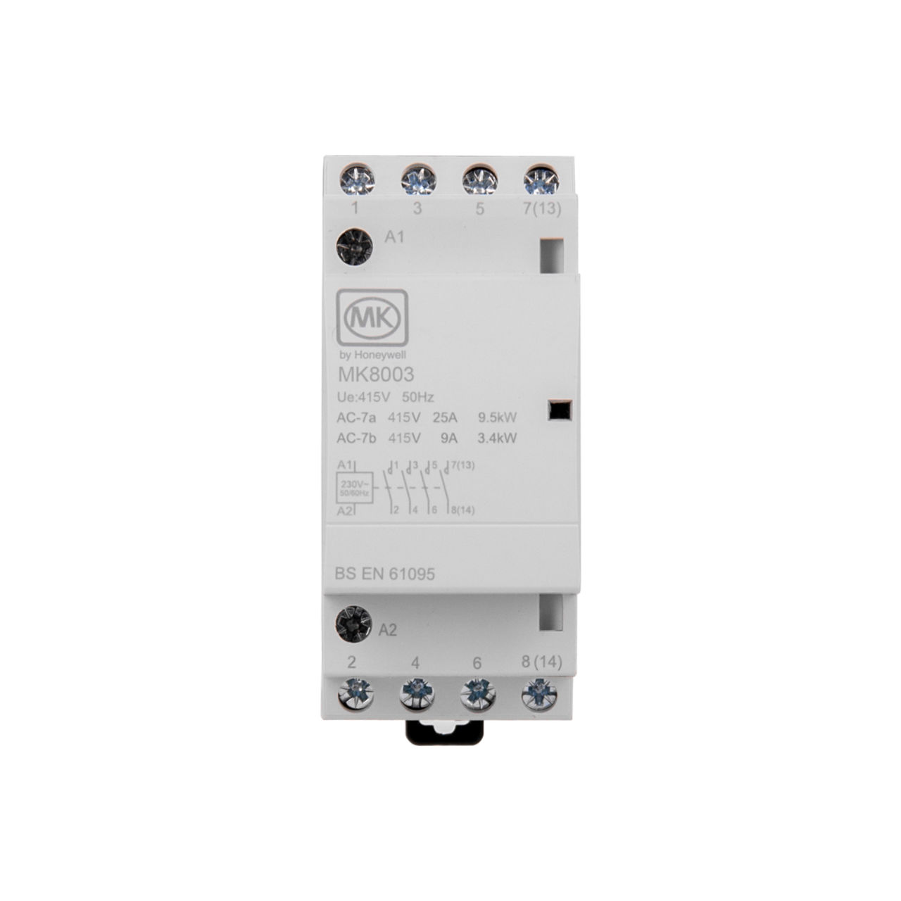MK8003 CONTACTOR N/O 25A 230/415V 3 MOD 3 POLE, front