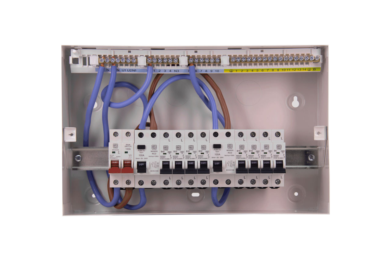 MK8665SMET 16W MCU +SW, 2 X 100A RCD & 8 X MCB, front