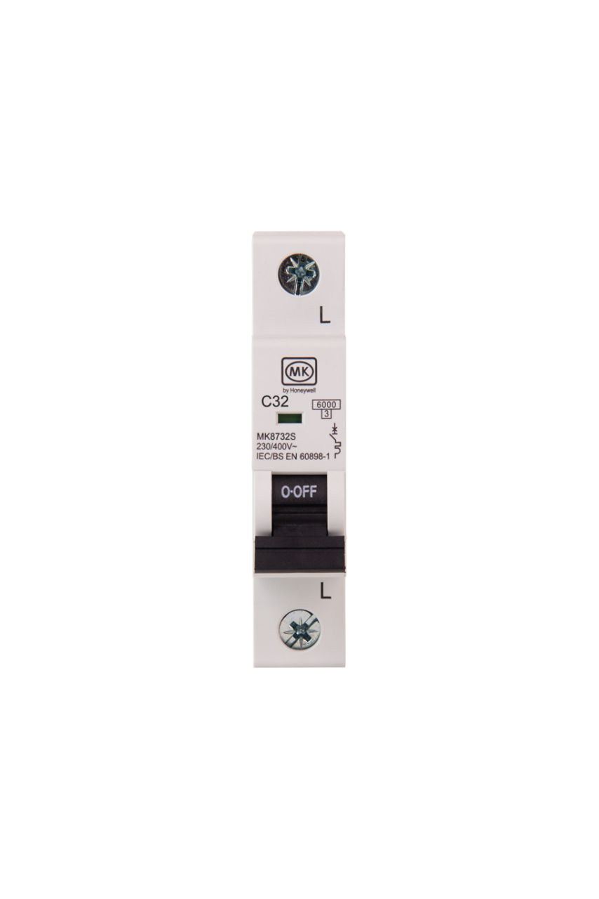 MK8732S MCB 32A 230V SINGLE POLE C CURVE, front