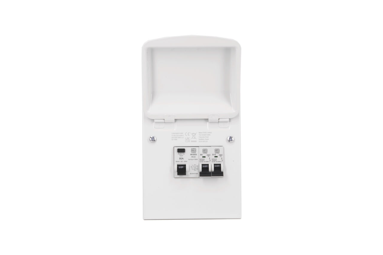 MK9550SMET 4 WAY MCU + 80A RCD & 2 X MCB, front