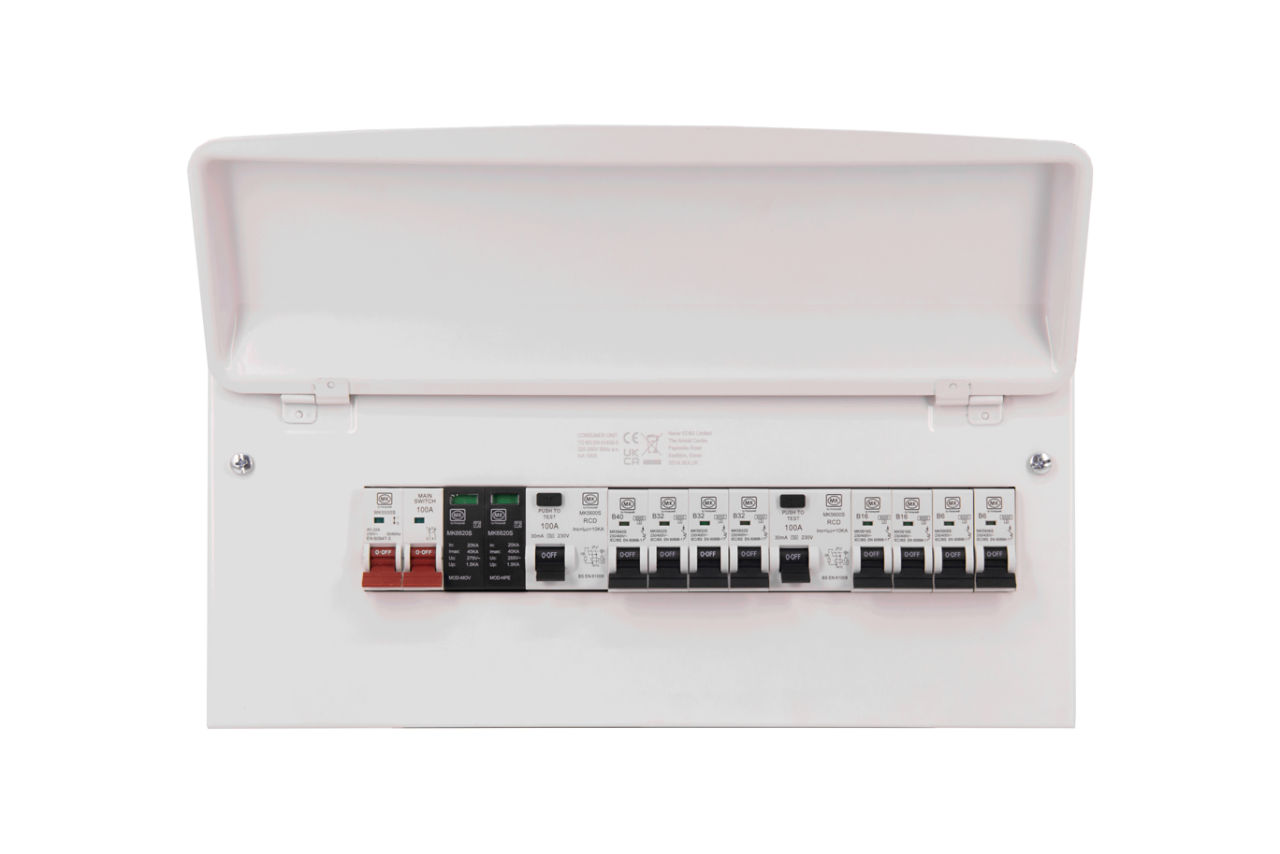MKS8666SMET 16W MCU +SW, SURGE, 2 X 100A RCD 8 X MCB, front