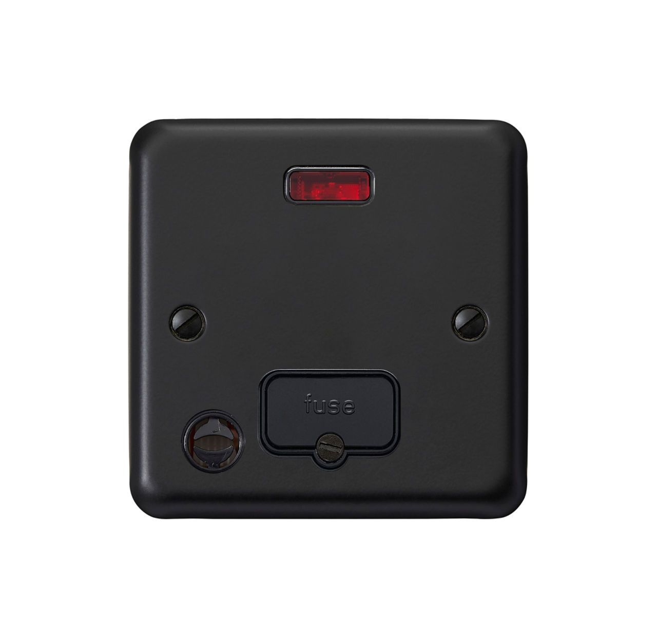 RP978MBK, Unswitched connection unit with neon and flex outlet, Matt Black, Front