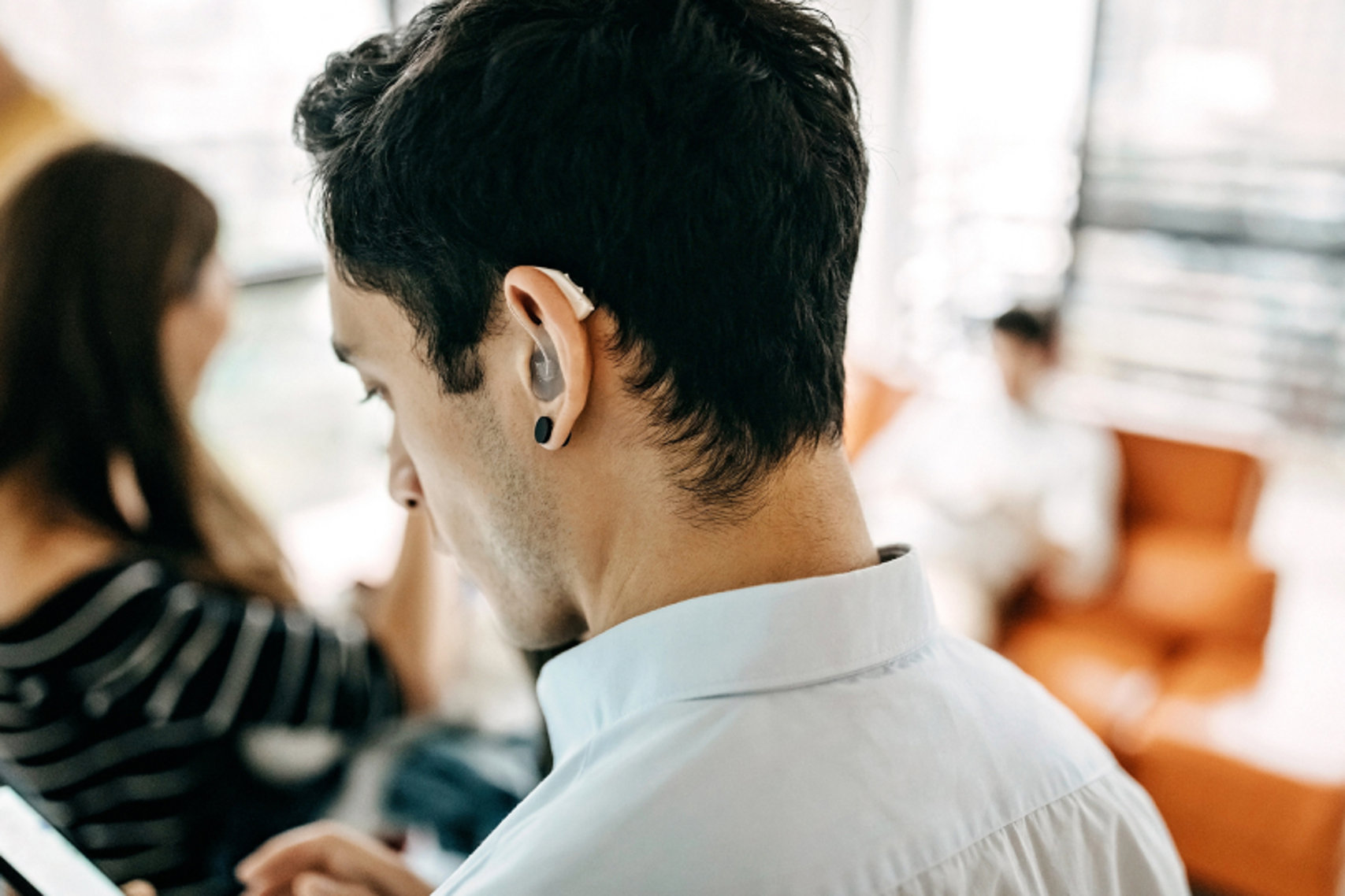 Man with hearing aid