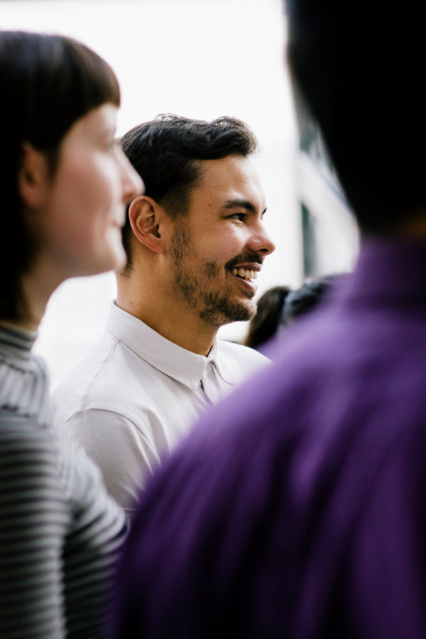 Focus on Bearded man Wearing White poloshirt