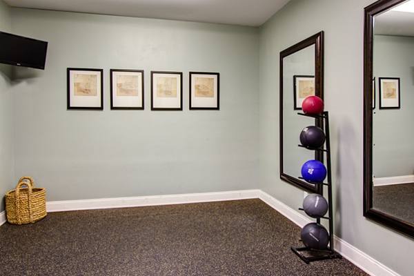 fitness center at The Heights at Lake Murray Apartments