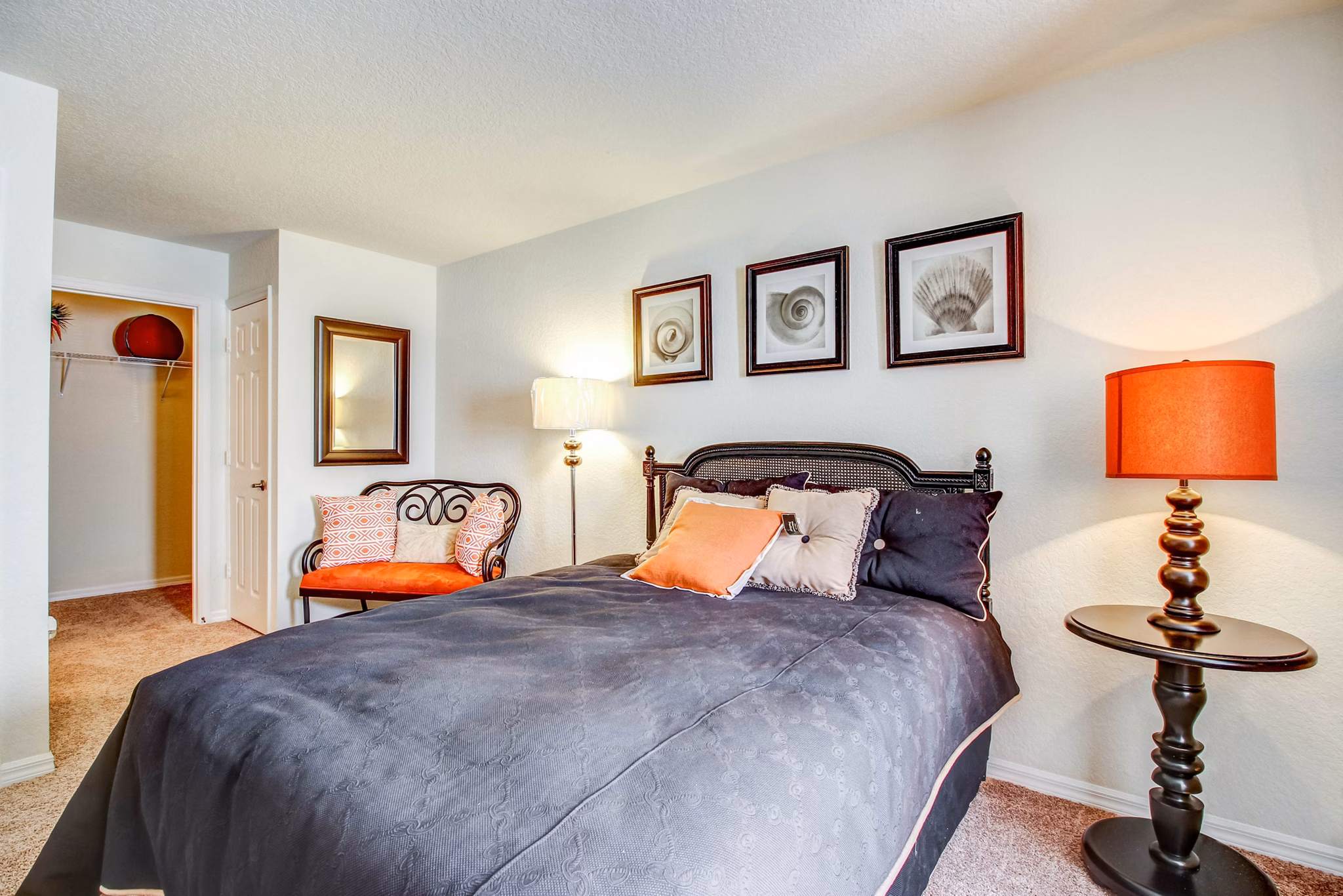Spacious bedroom featuring modern decor at Hawthorne Village Apartments