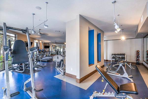 fitness center at The Four at Deerwood Luxury Apartments