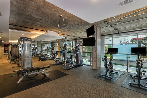 fitness center at The Gallery at Mills Park Apartments