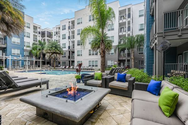 fire pit at The Gallery at Mills Park Apartments