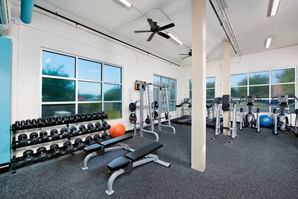 fitness center at The Boulevard Luxury Apartments