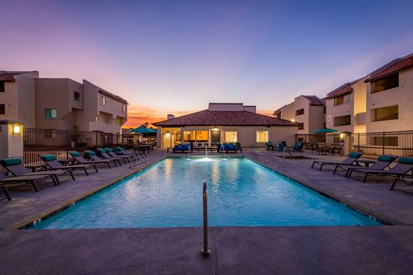 pool/grill area at Paseo on University Apartments