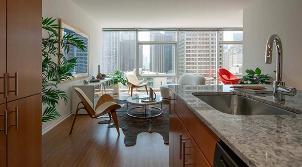 kitchen at Optima Chicago Center Luxury Apartments