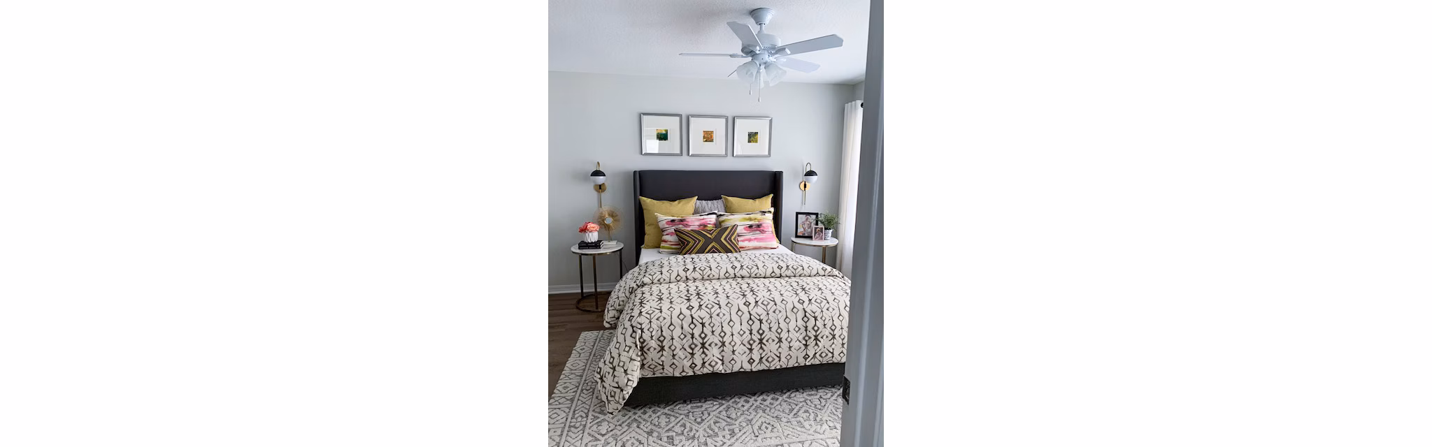 Cozy bedroom with modern decor at Parks at Hunter's Creek Apartments