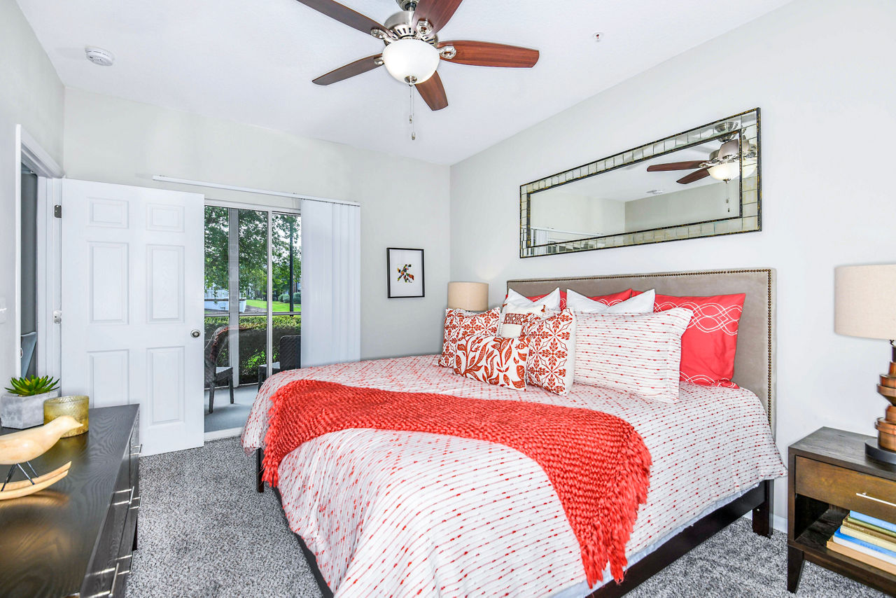 Modern bedroom with stylish decor at 54 Magnolia Apartments