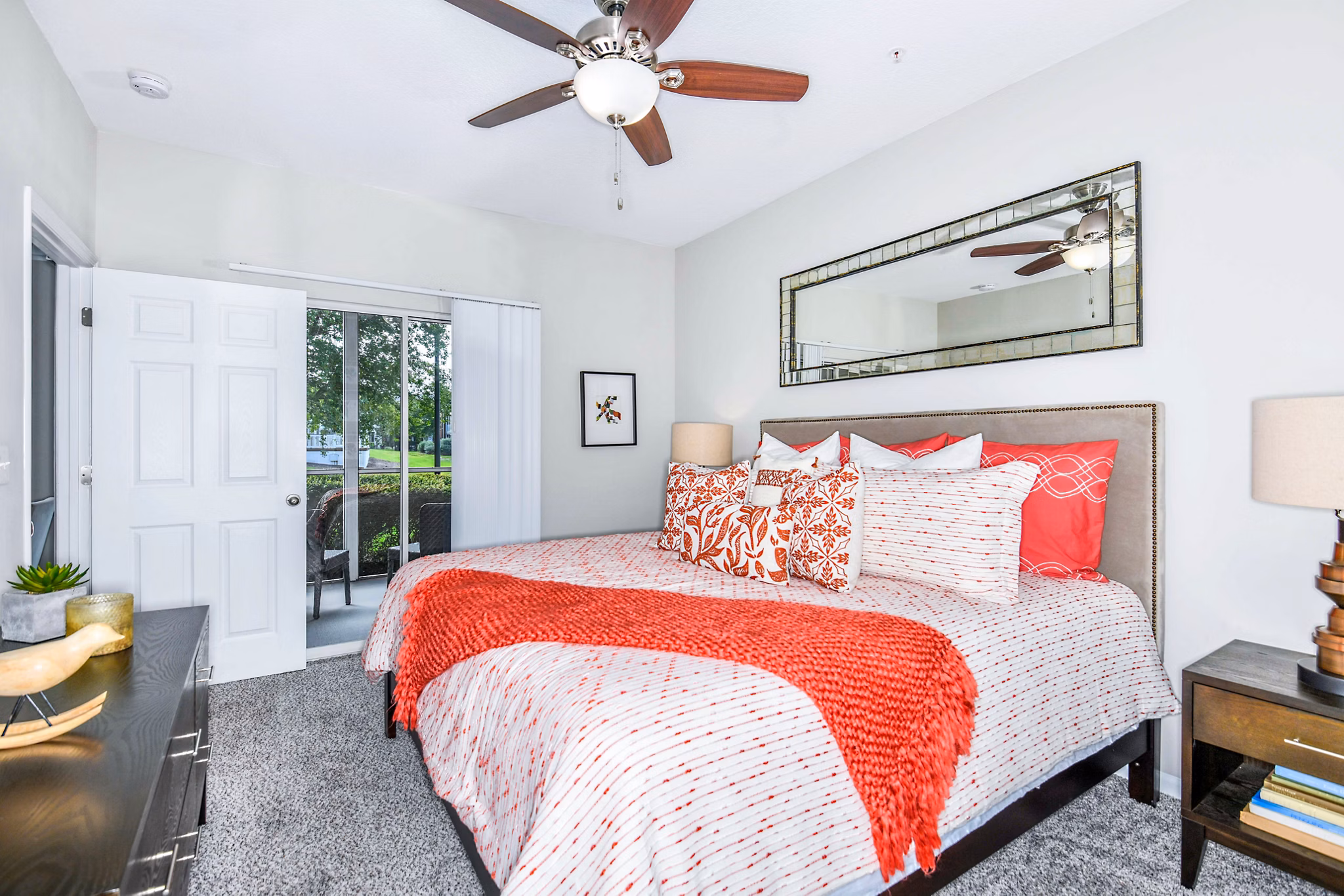 Modern bedroom with stylish decor at 54 Magnolia Apartments