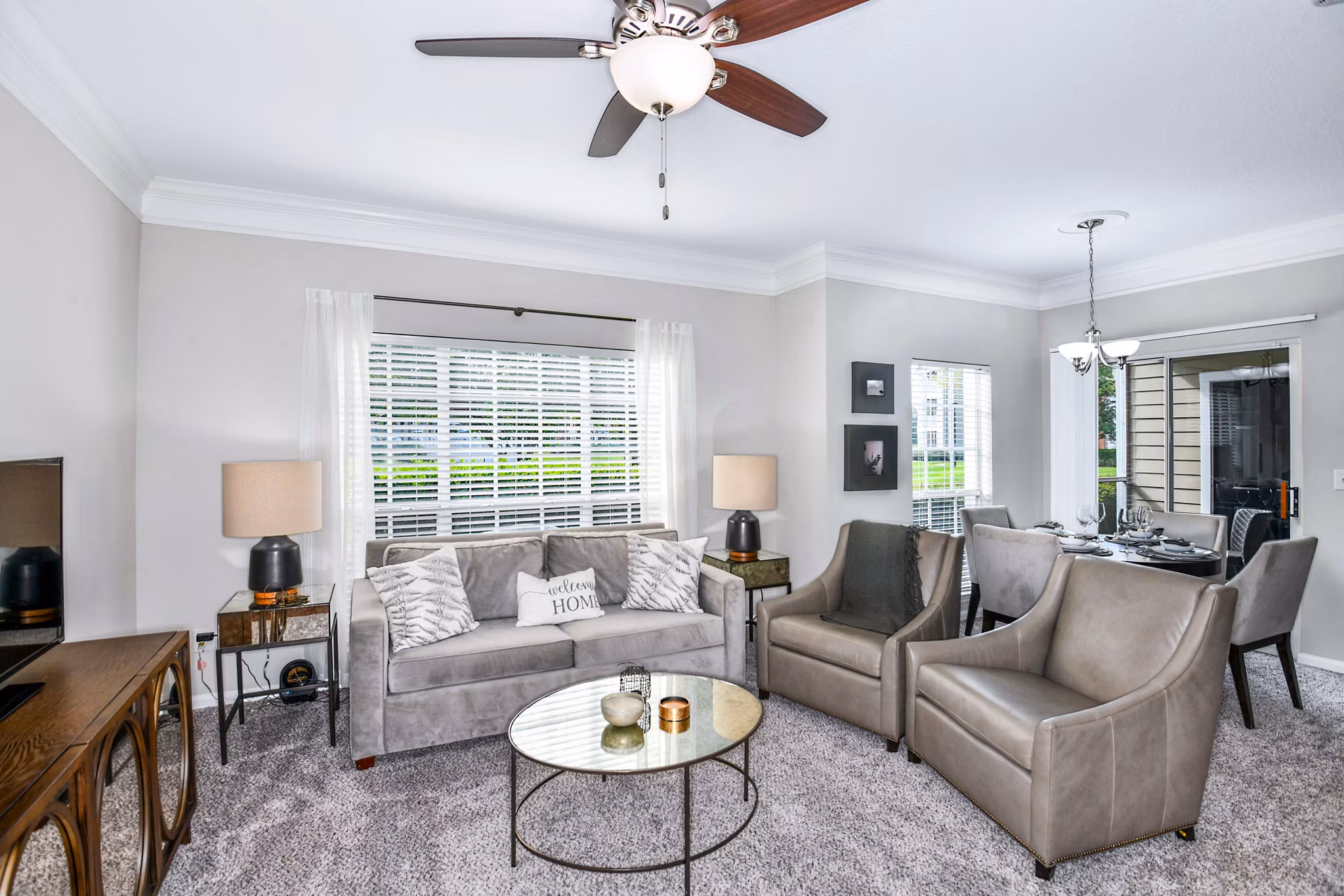 Cozy living room with modern furnishings at 54 Magnolia Apartments