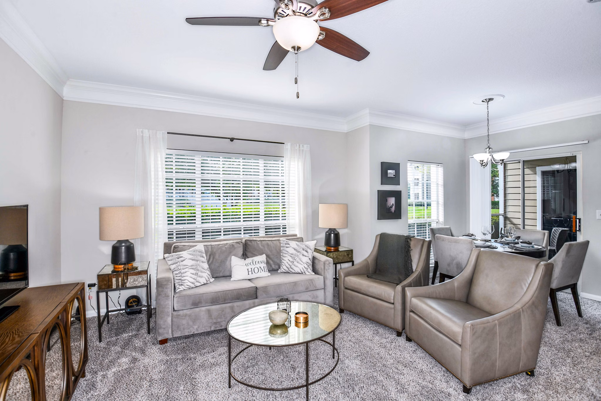 Cozy living room with modern furnishings at 54 Magnolia Apartments