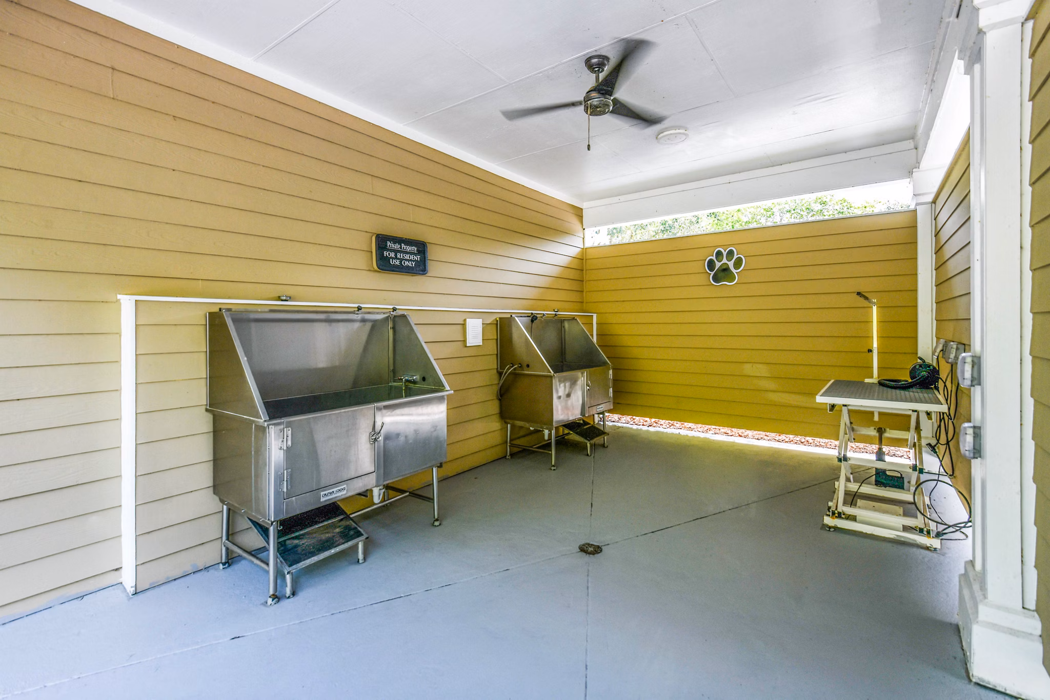Dog wash station with pet grooming facilities at 54 Magnolia Apartments High-quality amenities for pet owners seeking luxury living