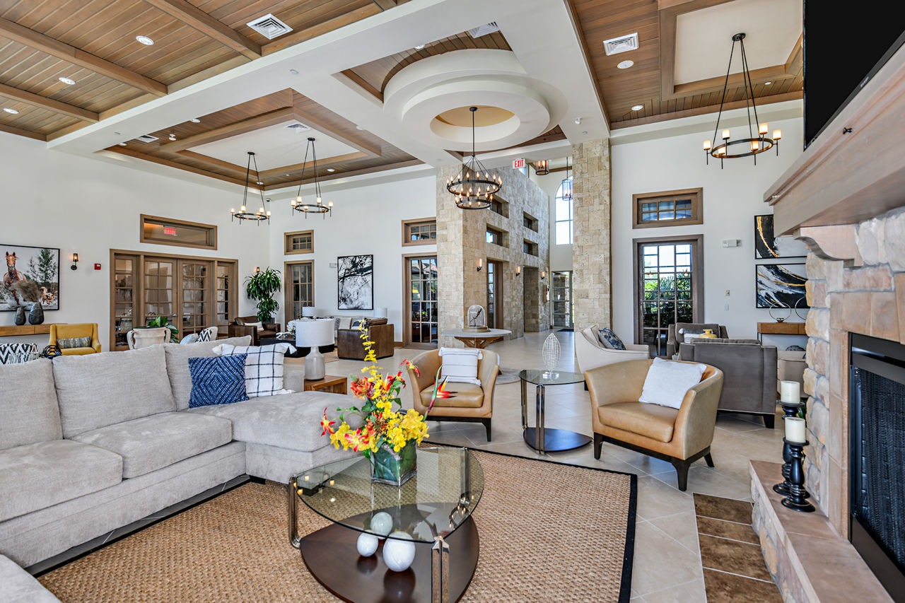 Elegant clubhouse with modern dÃ©cor at Sanctuary at Eagle Creek Apartments