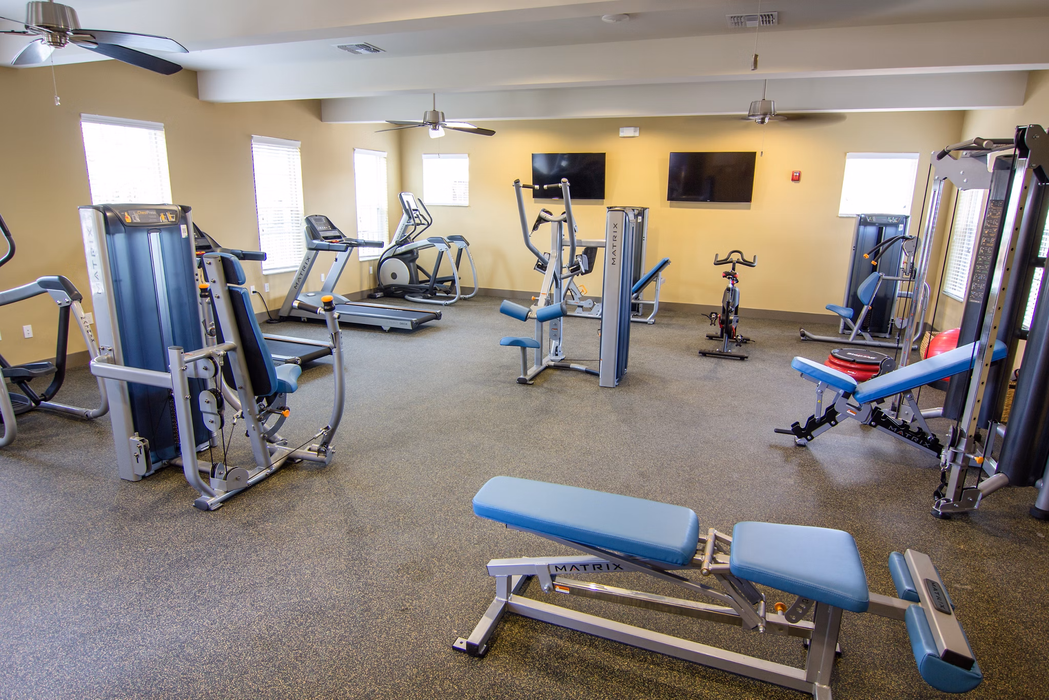 State-of-the-art fitness center with modern equipment at The Vineyards at Hammock Ridge Apartments