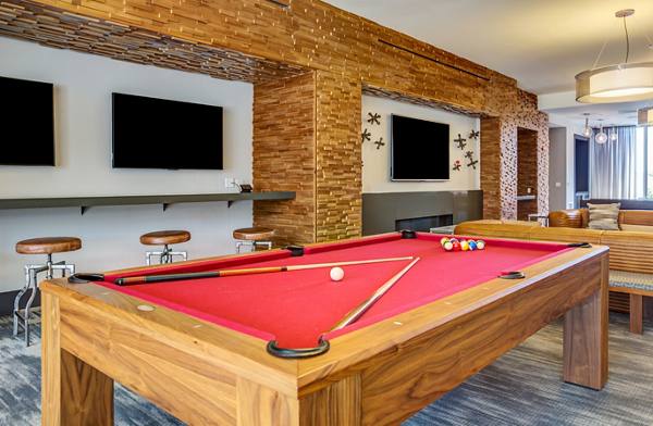 game room at E2 Apartments
