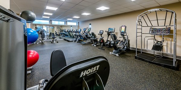 fitness center at The Stories Apartments