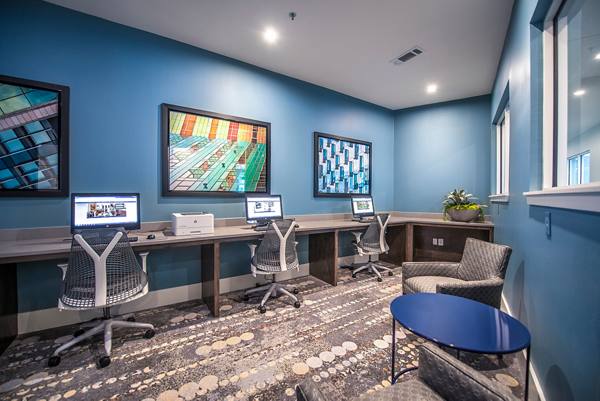 business center at Overture Plano Apartments        