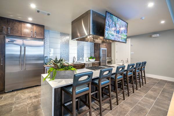 clubhouse kitchen at Overture Plano Apartments        