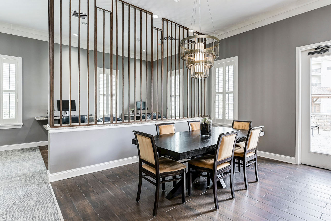 Modern clubhouse with lounge seating at Paragon at Columbia Overlook Apartments