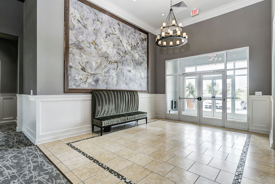 Clubhouse/lobby featuring modern seating and elegant decor at Paragon at Columbia Overlook luxury apartments