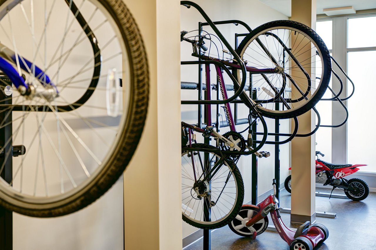 Secure bike storage at Paragon at Columbia Overlook Apartments featuring organized racks for cycling enthusiasts