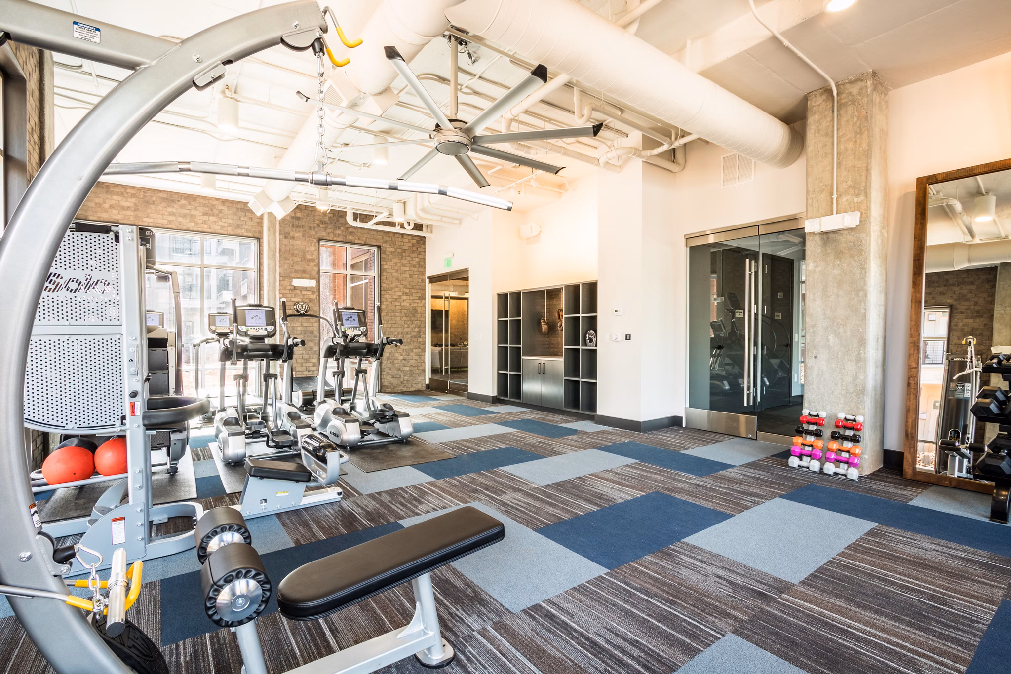 Fitness center with state-of-the-art equipment at Ellison on Broad Apartments