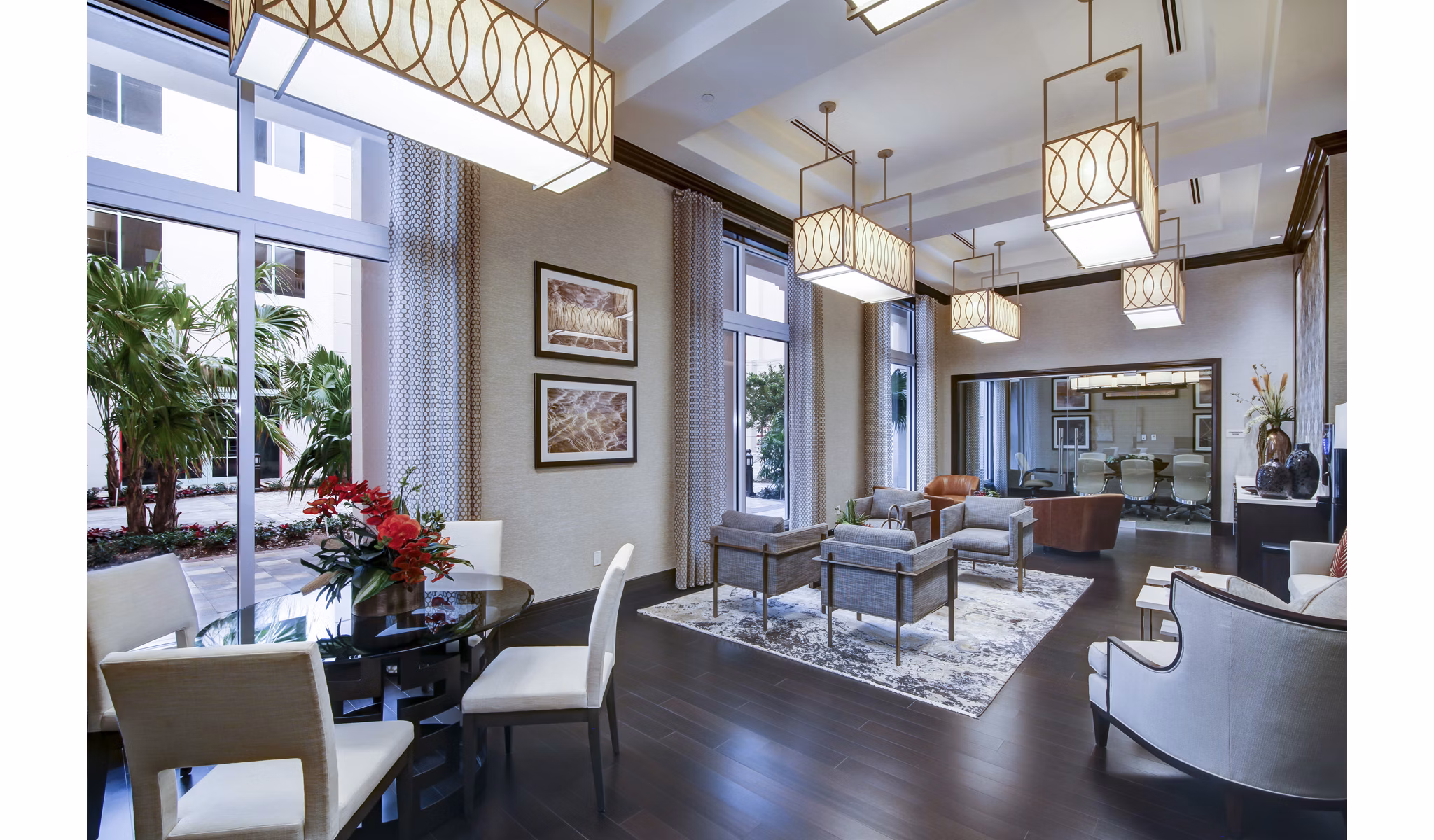 Sofia Coral Gables Apartments: Modern clubhouse with elegant design elements near luxury amenities