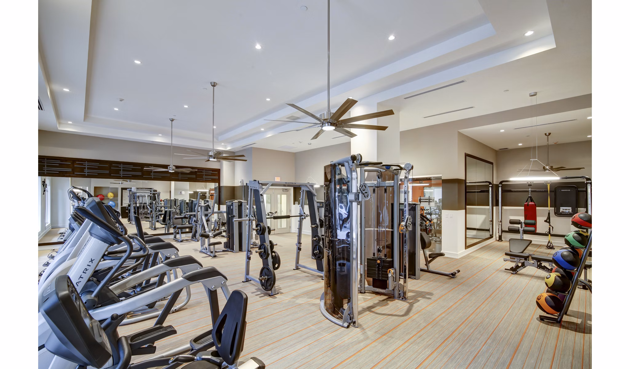 Fitness center with modern equipment at Sofia Coral Gables Apartments