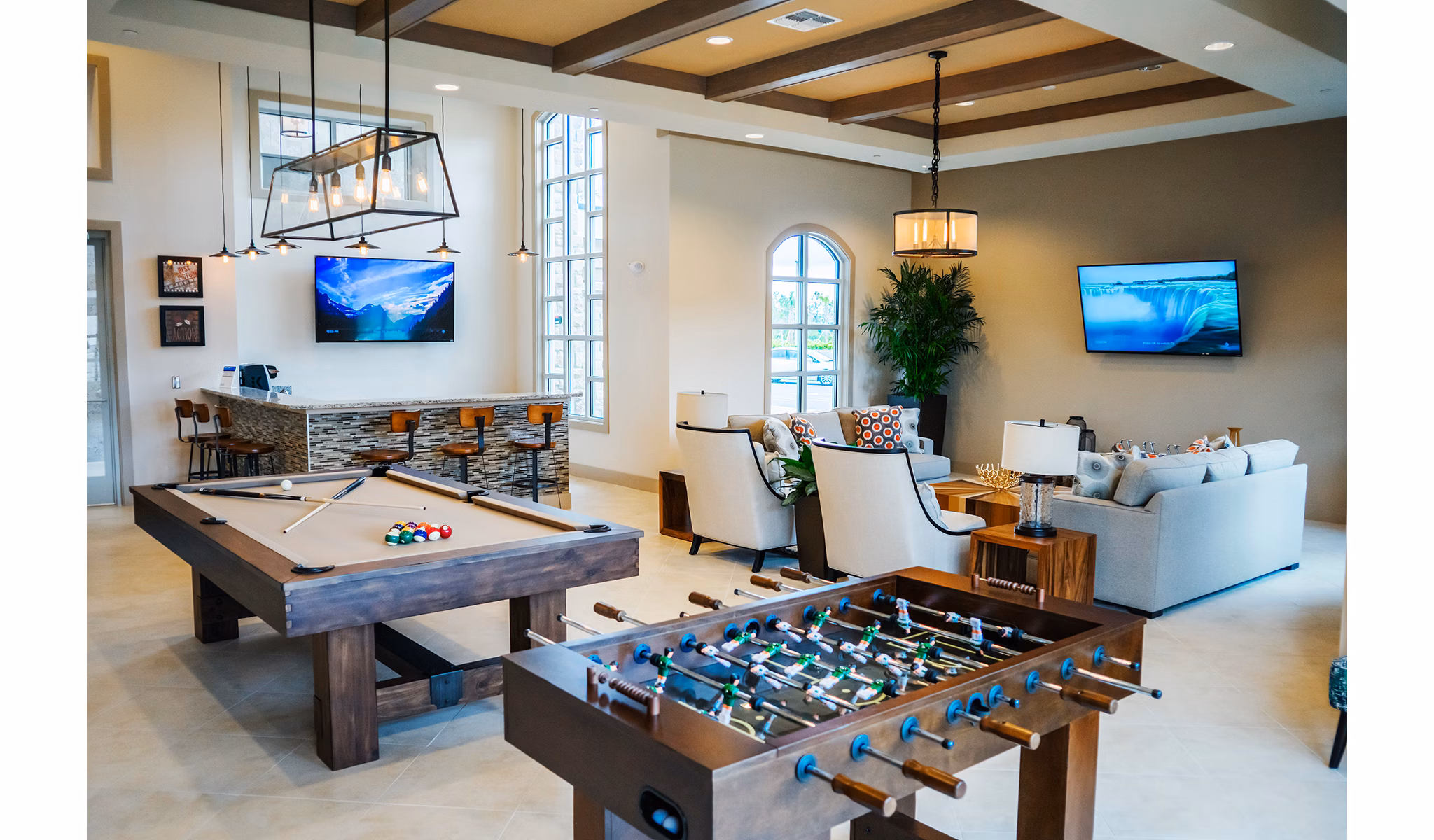 Stylish clubhouse with modern decor at Sanctuary at West Port Apartments