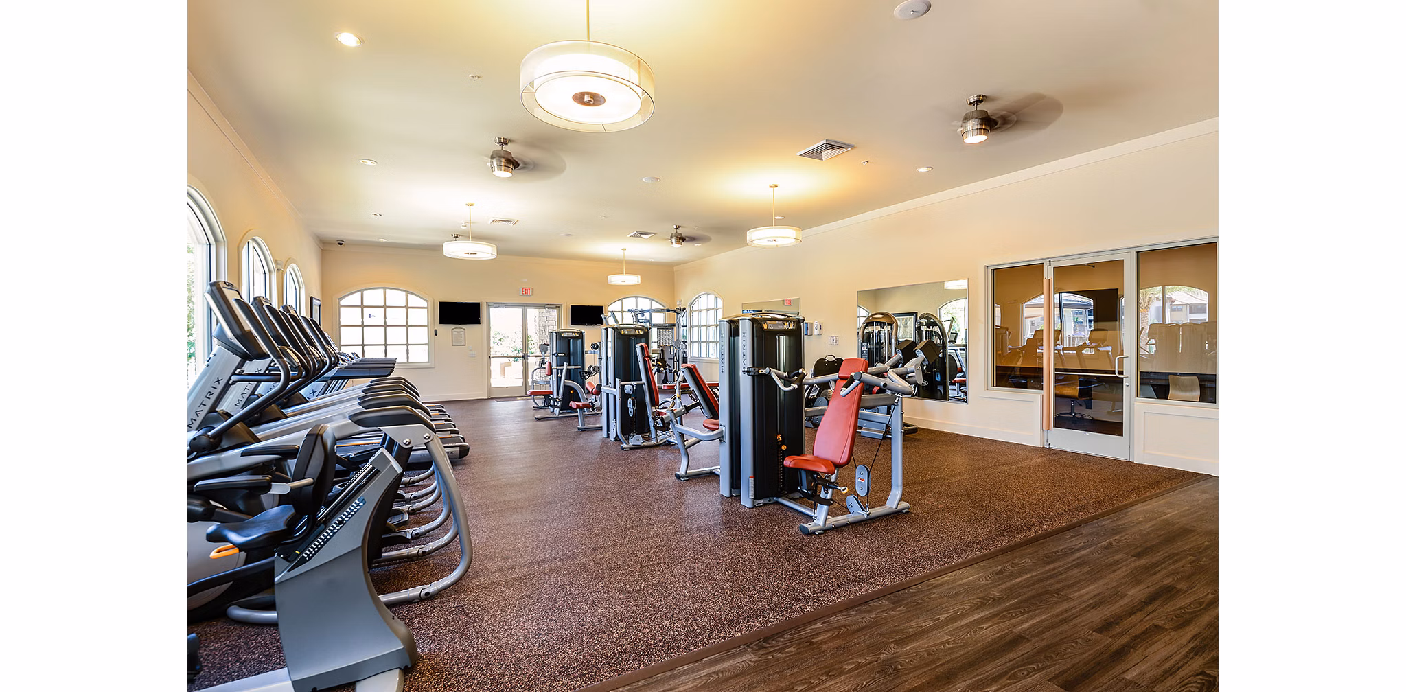 fitness center at Sanctuary at West Port Apartments