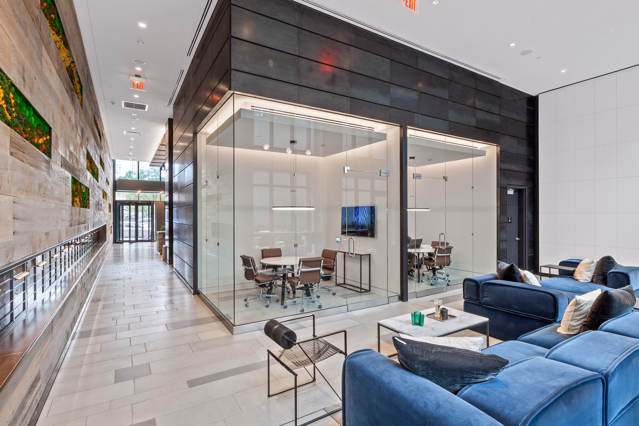 Stylish clubhouse with modern dÃ©cor at Watermark LIC luxury apartments