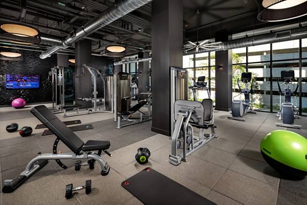 fitness center at The Pearl Apartments