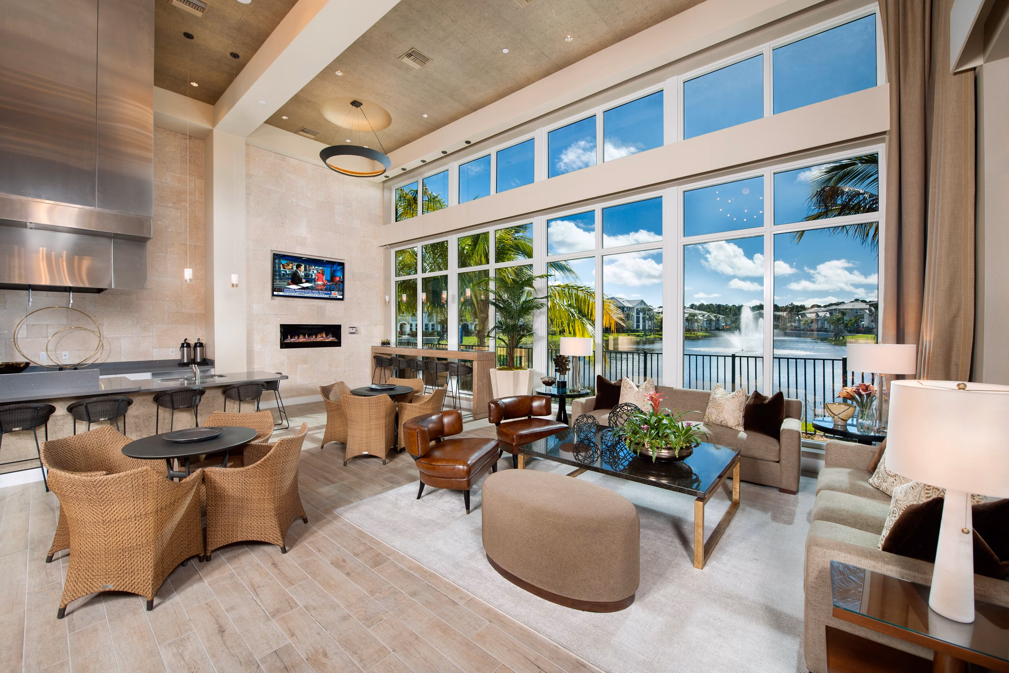 Clubhouse featuring modern design at The Quaye, Palm Beach Gardens apartments