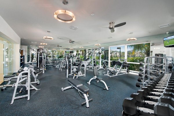 fitness center at The Quaye at Palm Beach Gardens Apartments