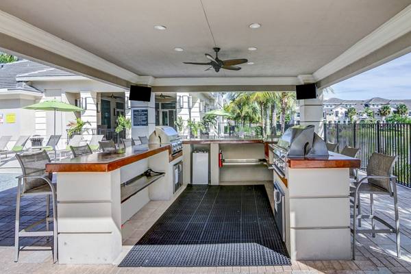 grill area at The Quaye at Palm Beach Gardens Apartments                       