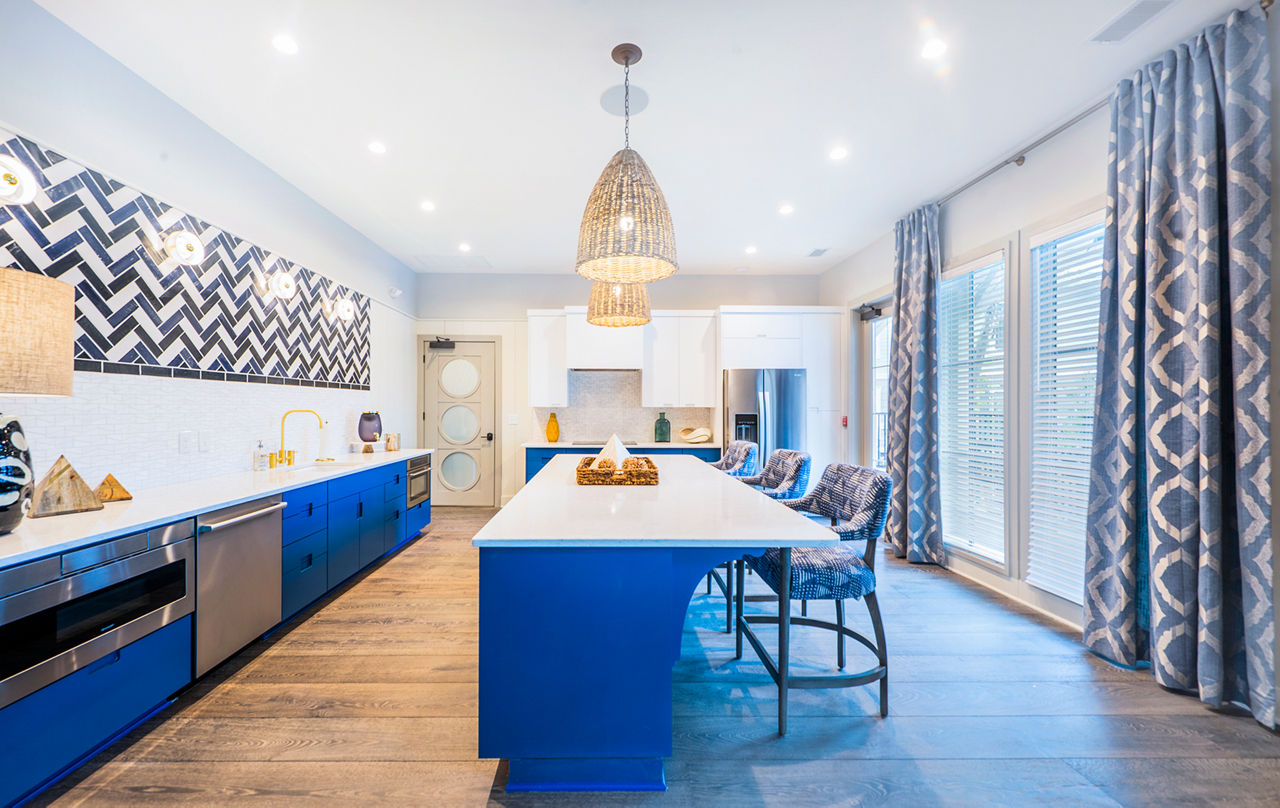 Modern clubhouse with stylish seating at Atlantic at Grand Oaks Apartments, ideal for luxury living