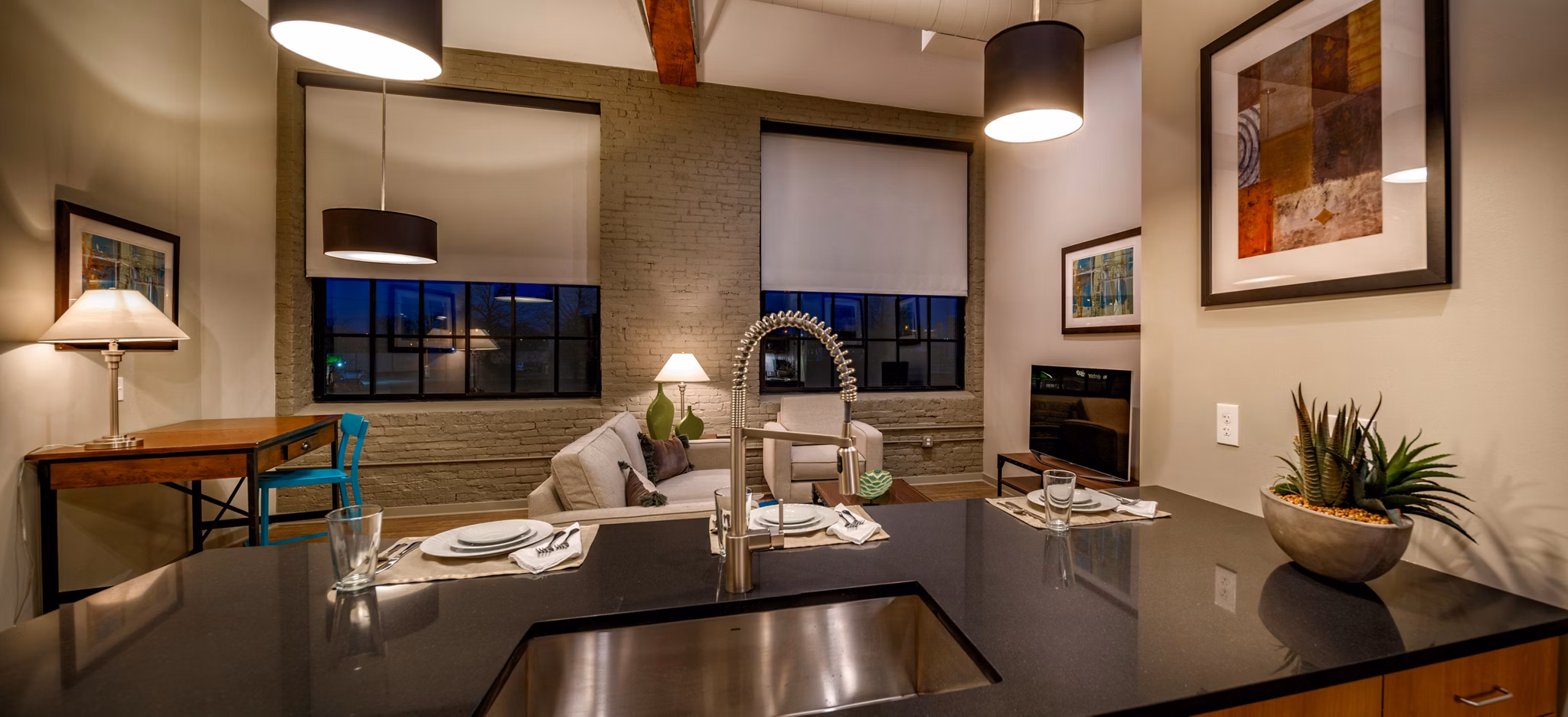 Spacious living room featuring modern decor and natural light at Hercules Apartments, a Greystar luxury property