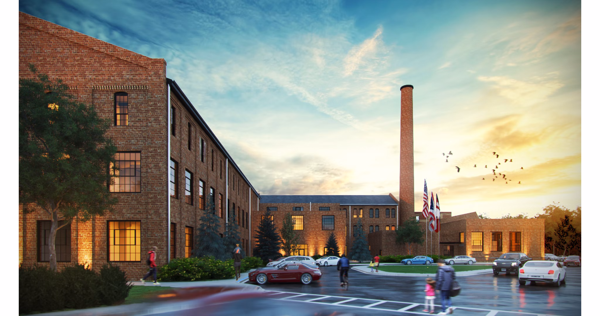 Charming neighborhood view around Hercules Apartments showcasing lush green spaces and community-friendly walkways